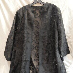 Black Sheer Silk Kimono Jacket with Swirling Pattern purchased in San Francisco